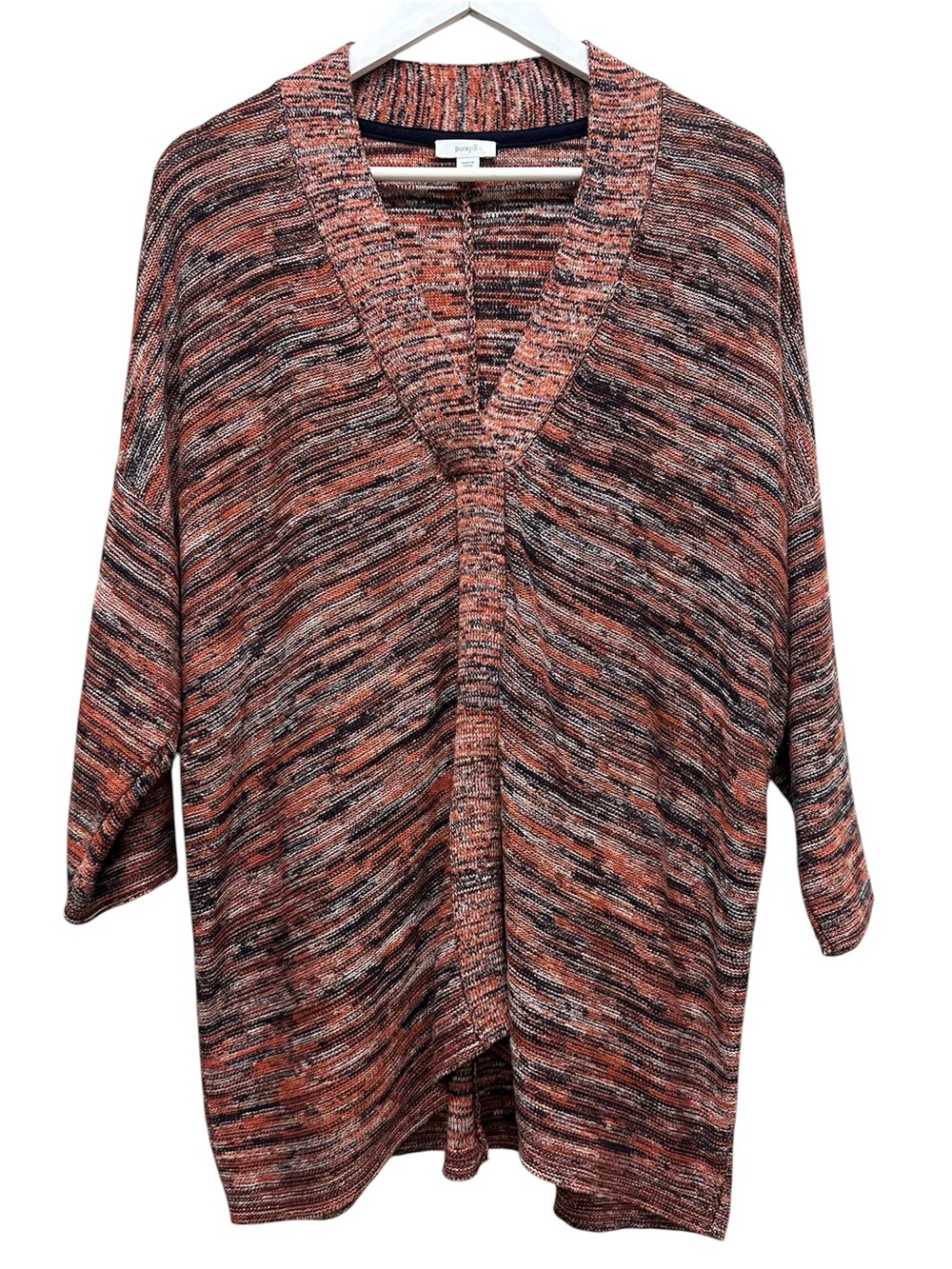 J Jill Sweater Women S Orange Black Marled Oversized Bohemian Preppy Cottagecore